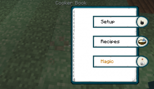 At first, the book only has 2 categories that can be opened and read; Setup and Recipes.